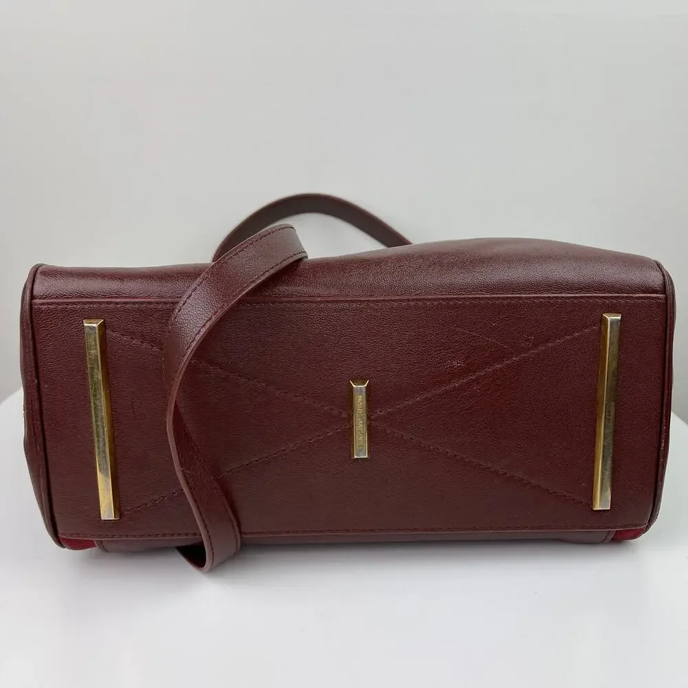 Marc Jacobs Bordo Handbag Leather Italy Satchel Suede Brown Burgundy ITALY